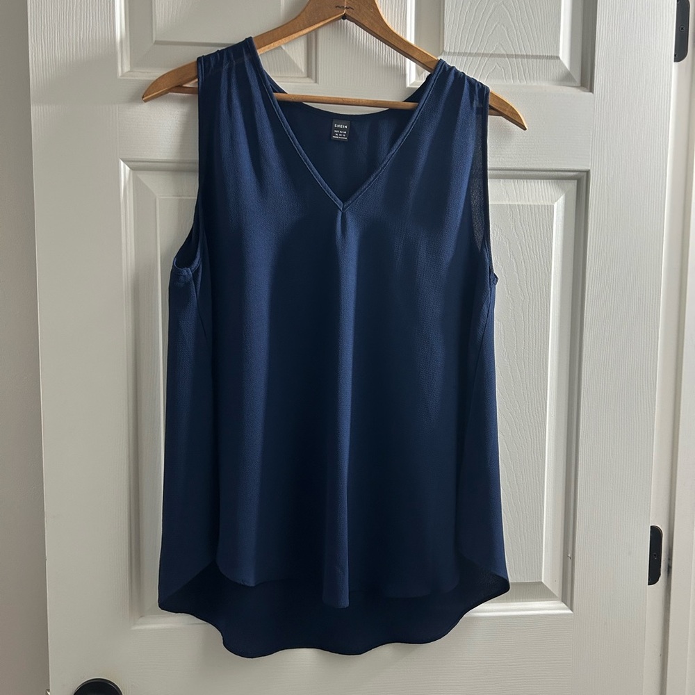 Blue Tank Top V-Neck Relaxed Fit